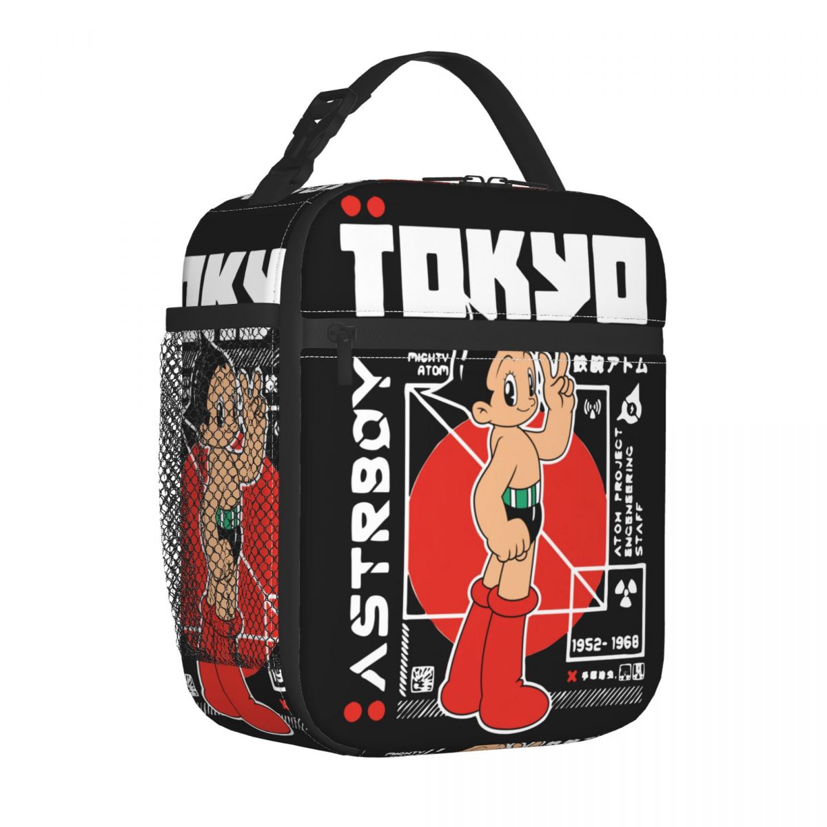 The Mighty Atom Astro Boy Astroboy Insulated Lunch Bag Cooler Bag Reusable Lunch Container Portable Tote Lunch Box Office Travel: black
