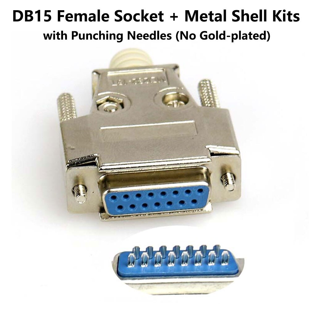 DB15 Mannelijke Plug/Vrouwelijke Socket Metalen Shell Kit 2 Rijen 15 Pin Serial Port Connector Socket D-SUB15 Adapters: Female Punching