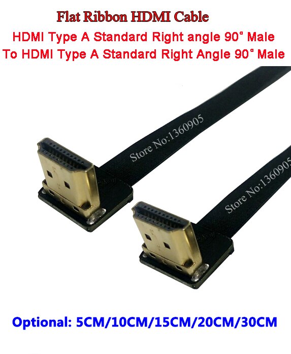 5 CM/10 CM/15 CM/20 CM/30 CM HDMI Zachte Kabel Platte Lint Type een Mannelijke Up Hoek om Down Hoek Standaard Type Een Mannelijke Soft Flex Kabel FPV
