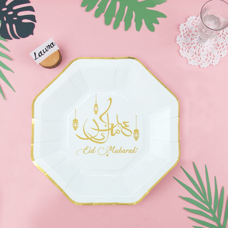 Eid Wegwerp Servies Islamitische Moslim Eud Mubarak Decor Voor Thuis Kareem Ramadan Borden Cup Aid Al Adha Gelukkig Eid Servetten