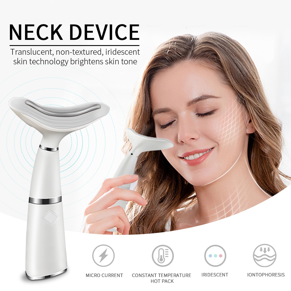 3 Colors LED Photon Therapy Neck and Face Lifting Tool IPL Vibration Skin Tighten Reduce Double Chin Anti-Wrinkle Remove Device