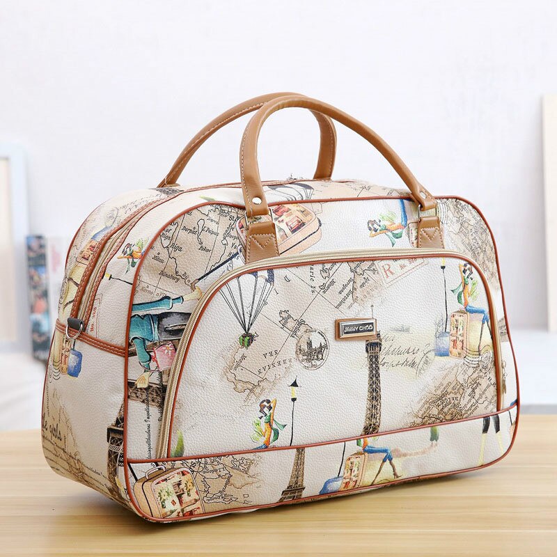 Bolsos de viaje para mujer, novedad de , de piel sintética a la , de gran capacidad, impermeables, con estampado de equipaje, bolsa de lona, bolsas de viaje informales LGX28.: 01 big size