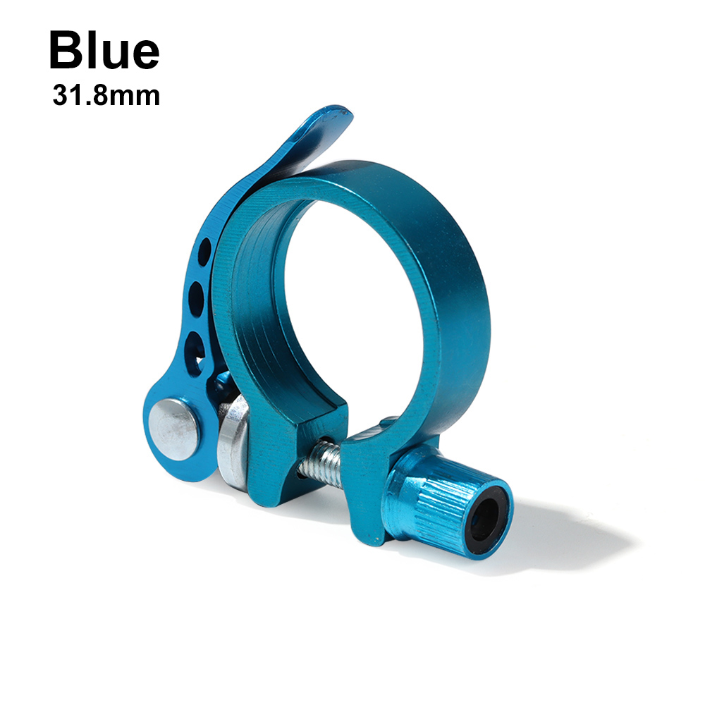 1PC Bike Alloy Tube Clip Quick Release Seatposts Clamp Saddle Bicycle Retaining Bolt Cycling Fixed Repair Part Seatposts Clamp: blue	31.8mm
