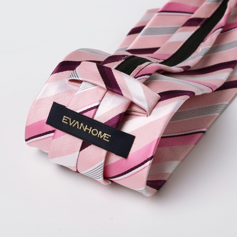 Formelle bånd til mænd klassisk lyserød lilla stribet fest lynlås slips slank 8cm bryllup forretning mandlige afslappet brudgom