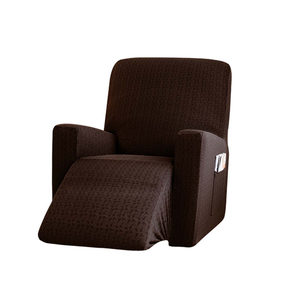 5- kleurige gebreide elastische, volledig beschermende stoelhoes met molenpatroon, stoelhoes voor fauteuil, massagestoel, relaxfauteuilhoes: Donkere koffie