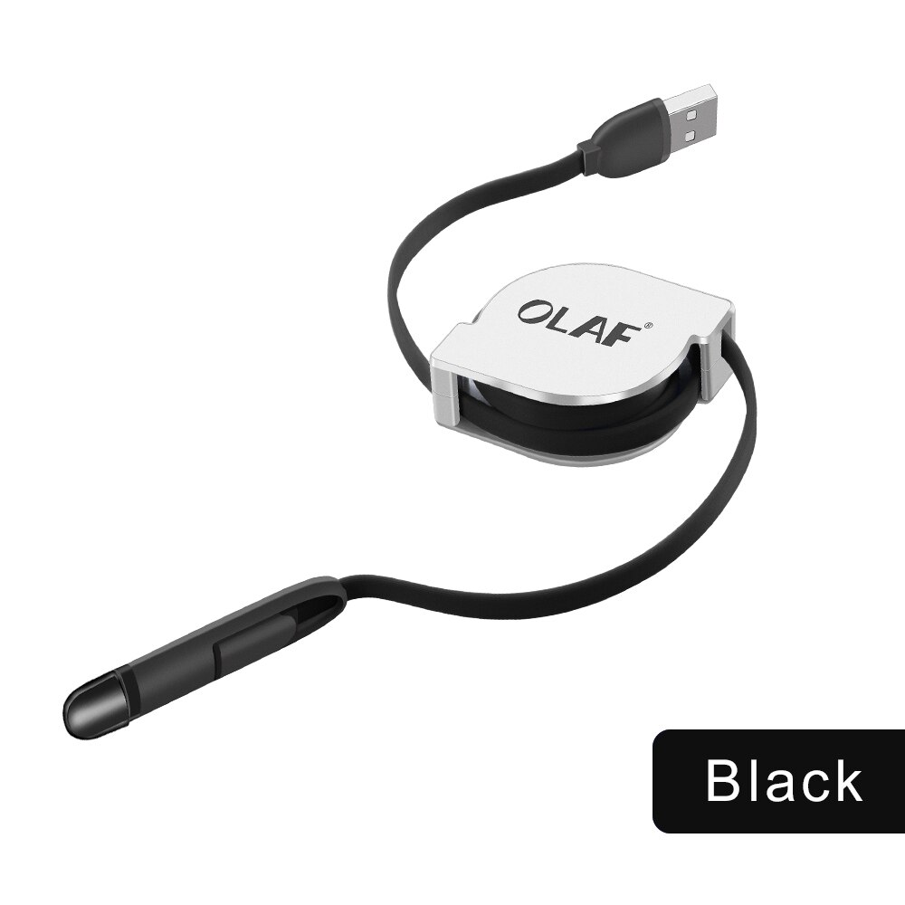 2 In 1 Micro Usb Intrekbare Kabel Voor Iphone X Xs Draagbare Opladen Kabel Voor Samsung Xiaomi Mobiele Telefoon Oplader kabel: Black Cable