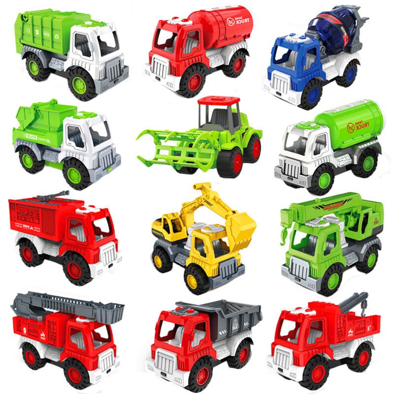 Car set Children&#39;s inertial engineering team baby excavator toy city sanitation toy car