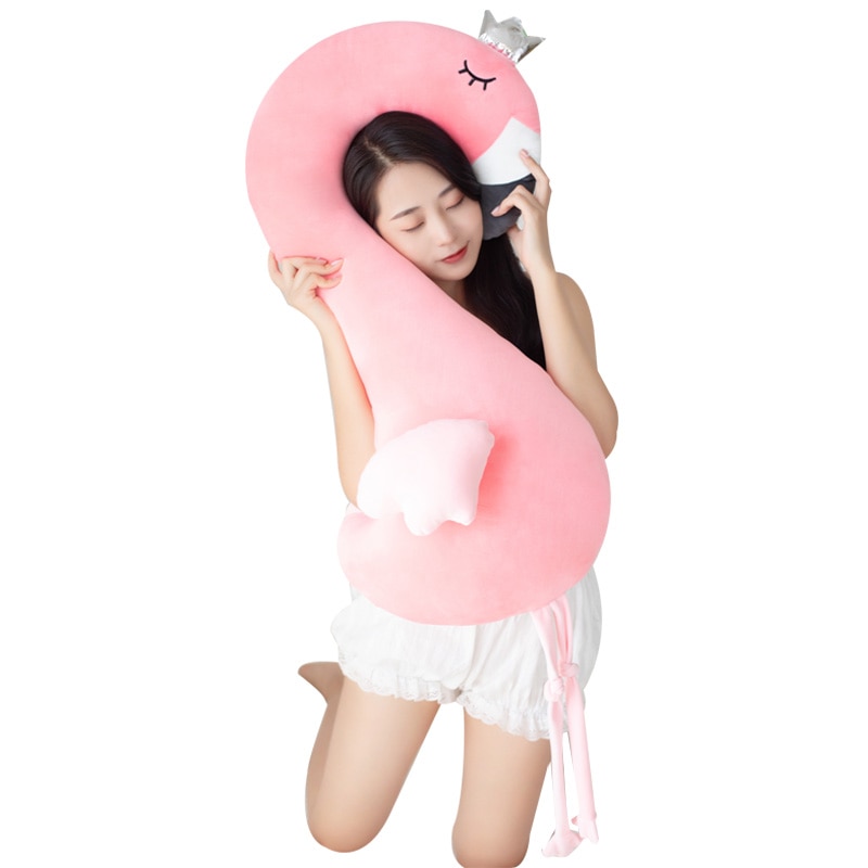 Babiqu 1pc 80/115cm Cute Pink Flamingo Plush Toys Stuffed Wildlife Bird Swan Dolls for Kids Home Decor Birthday for Lovers
