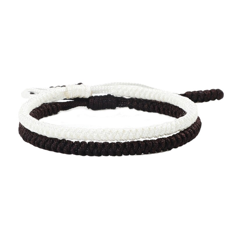 Zwart Rood Touw Handgemaakte Armband Vrouwen Charm Lucky Verstelbare Knopen Tibetaanse Boeddhistische Armbanden & Bangles Voor Mannen Beste Vriend: white-brown