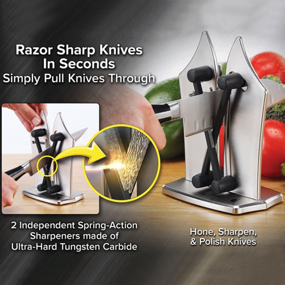 Kitchen Knife Sharpener Elastic Spring Non-slip Base Multipurpose Grinder Sharpener Tungsten Carbide Sharpener Tool