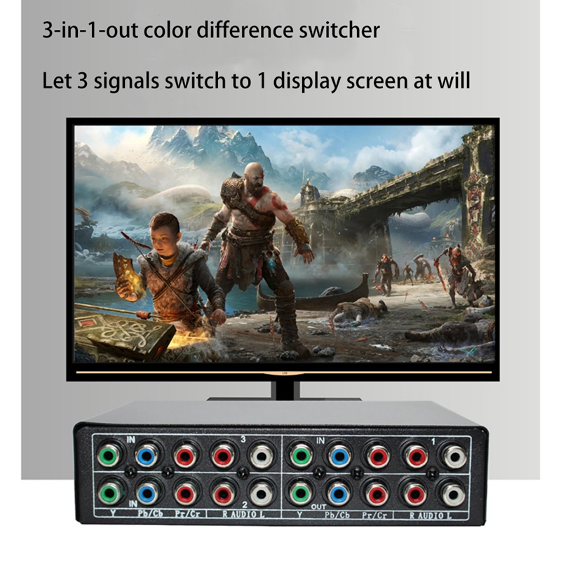 3-Way RGB Component AV Switch Video Audio Selector 3 in 1 Output Ypbpr Component RGB Switcher Box for TV 360 Wii DVD