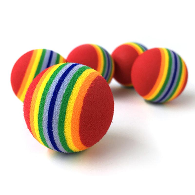 Bolas de juguete de seguridad para mascotas, Mini bolas de arcoíris para gato y perro, juguetes interactivos para masticar, pelota para rascar, suministros de entrenamiento para mascotas, 2 piezas