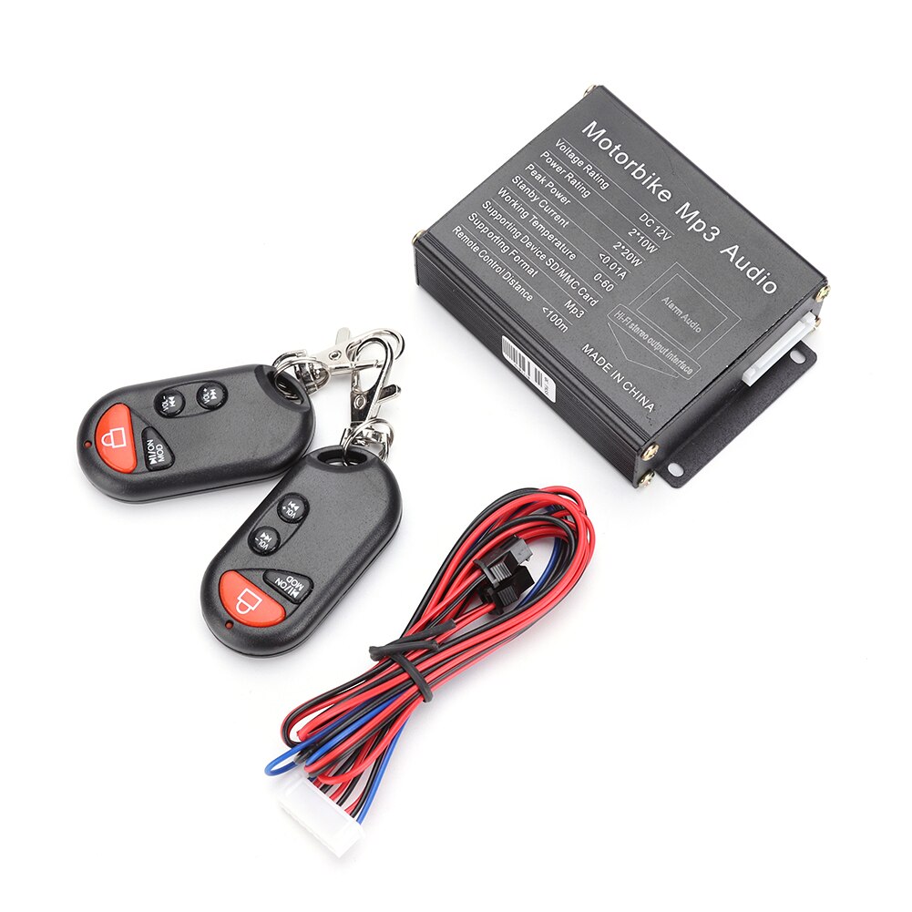 Remote Control Motorcycle Alarm System MP3 FM Radio Ordinary Layout Operation Conveninently Speaker Amplifier