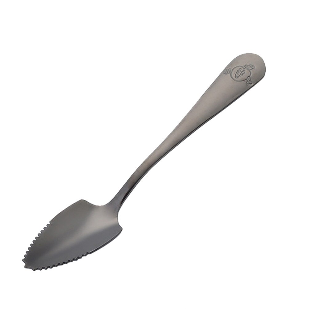 Kitchen Fruit Mud Spoon Stainless Steel Fruit Scraping Mud Spoon Baby Food Supplement Tool With Saw Tooth для кухни повесить: Black