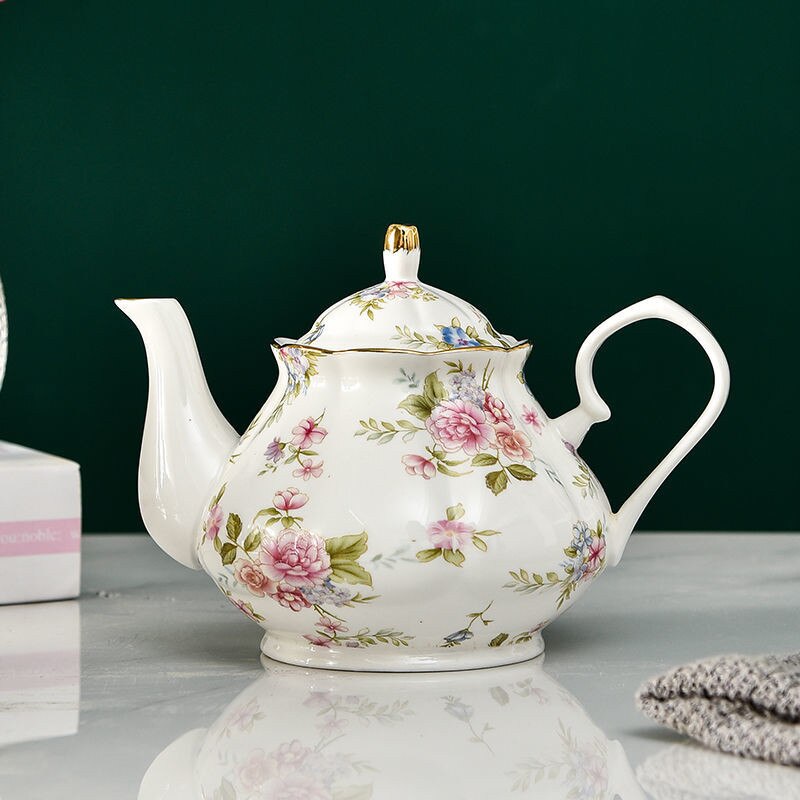 Bone China Teapot 400/900ML Ceramic Tea Pot Set Home High Grade Porcelain Kettle Large Capacity Party Teaware Coffee Ceramic Jug: 900ML / White