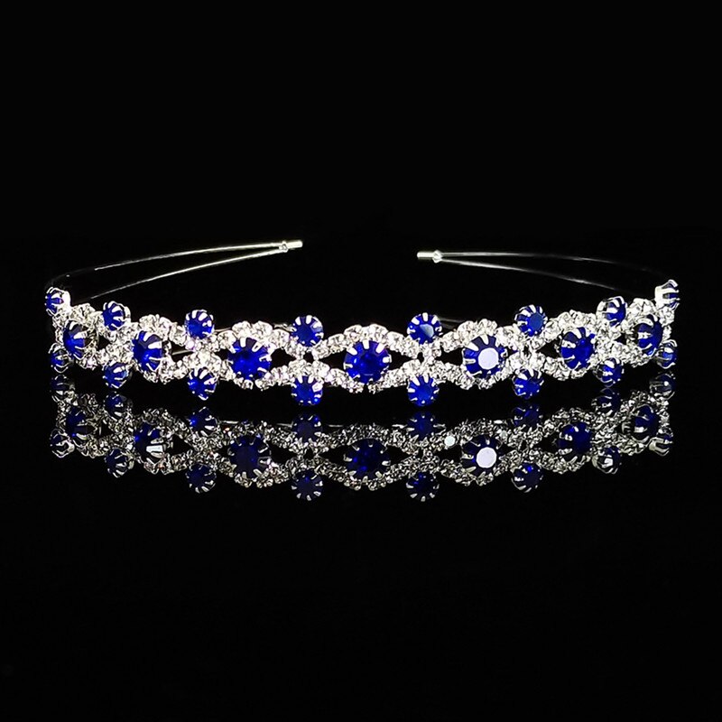 Tiara masculina azul-real de cristal strass, acessório de cabeça para meninas e mulheres-casual