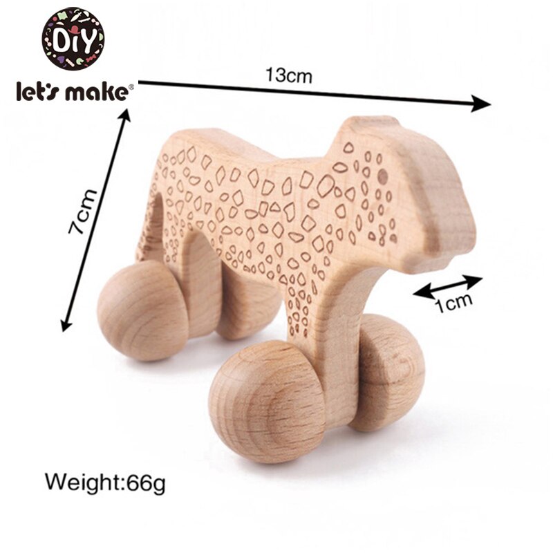 Let's Make 1Pc Leopard Car Wooden Teether Animal Car Ecofriendly Baby Crib Toy Wooden Baby Accessories Wooden Teether Toys: leopard car