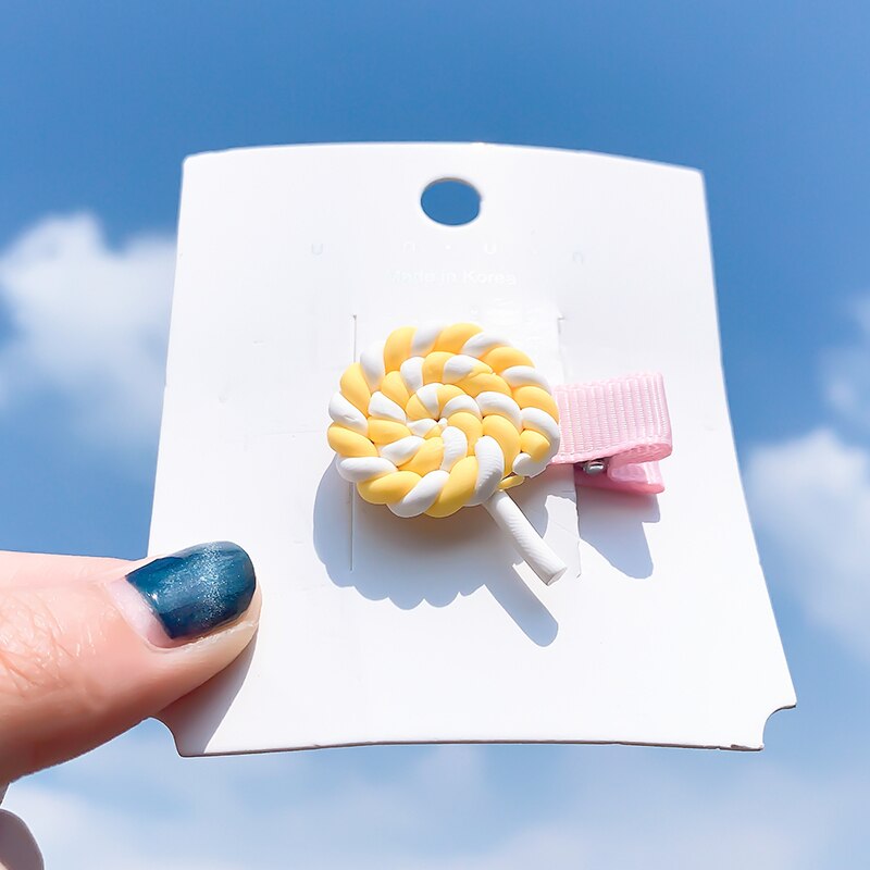 [Xwen]Korean Candy Color Edge Clip Rainbow Hairwear Lollipop Bangs Cute Girl Kids Hairpin Simple Hair Accessories OH1337: 10