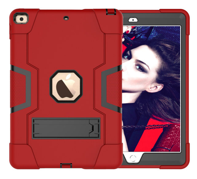 Heavy Armor Shochproof kids Silicone Cover case for iPad 10.2 7 7th Gen A2198 A2200 A2197 10.2" Tablet Funda Capa: Red Black