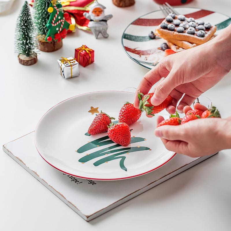 Jul tallrik skål set hem personlighet keramik middag tallrik nordisk stil porslin