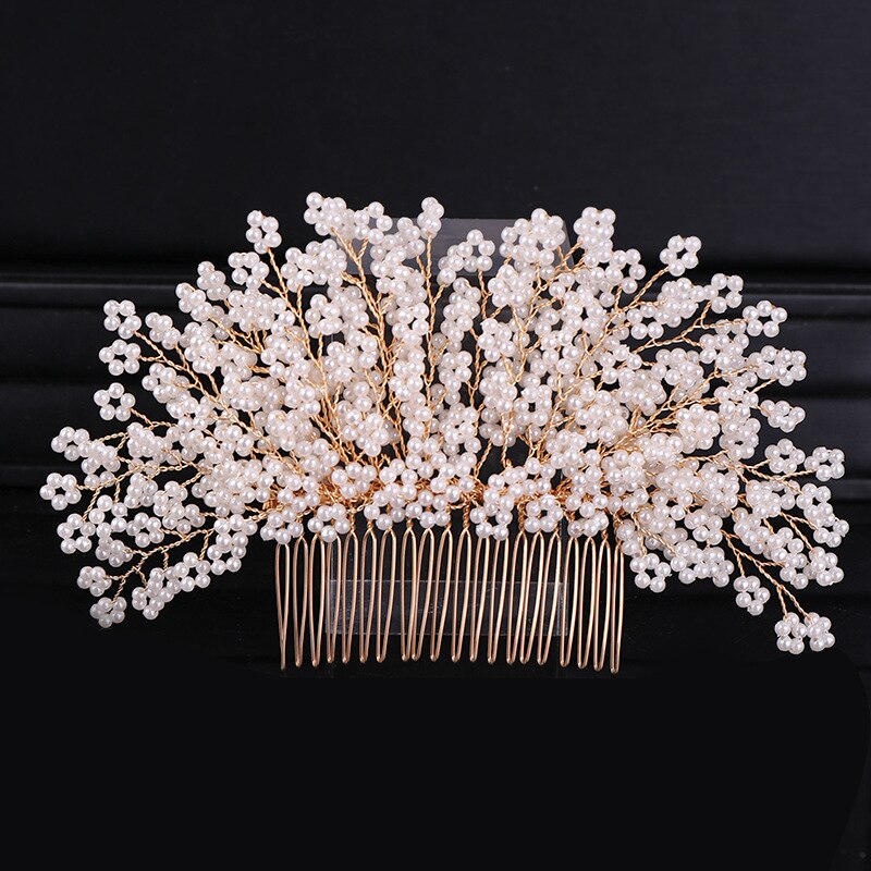 Horquillas para el pelo de cristal con flor de perla, peine lateral, tocado para de boda, dama de honor, novia, accesorios para el cabello: I