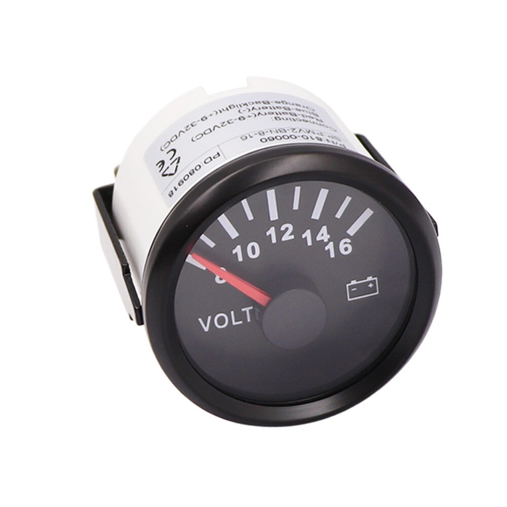 Universell marin båt bil voltmeter mätare 9 ~ 32 v arbetsspänning 52 mm vattentät spänningsindikator med röd bakgrundsbelysning