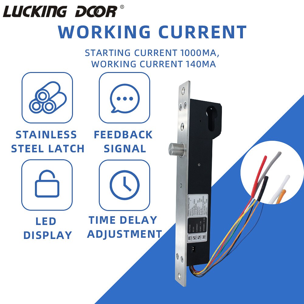 DC 12V Electric Bolt Lock With Mort Lock Cylinder Mechanical Key Electric Mortise Bolt Lock Fail Safe Fail Secure