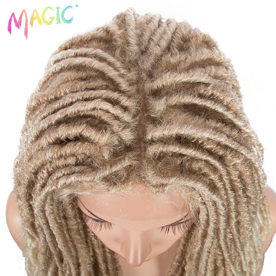 Magic 22inches Crochet Wig Braids Twist Synthetic Lace Wig African Braided Hair Faux Locs Crochet Wig Heat Resistant