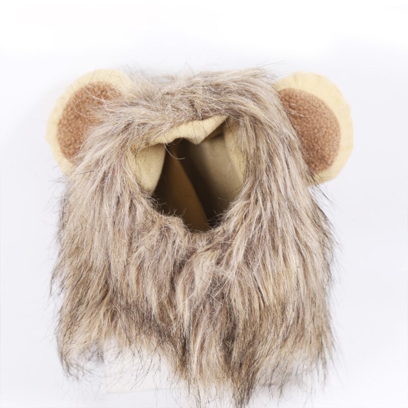 Disfraz de Melena De León para mascota, disfraz de gato y perro pequeño, peluca cálida, gorro, decoración de Navidad, Halloween