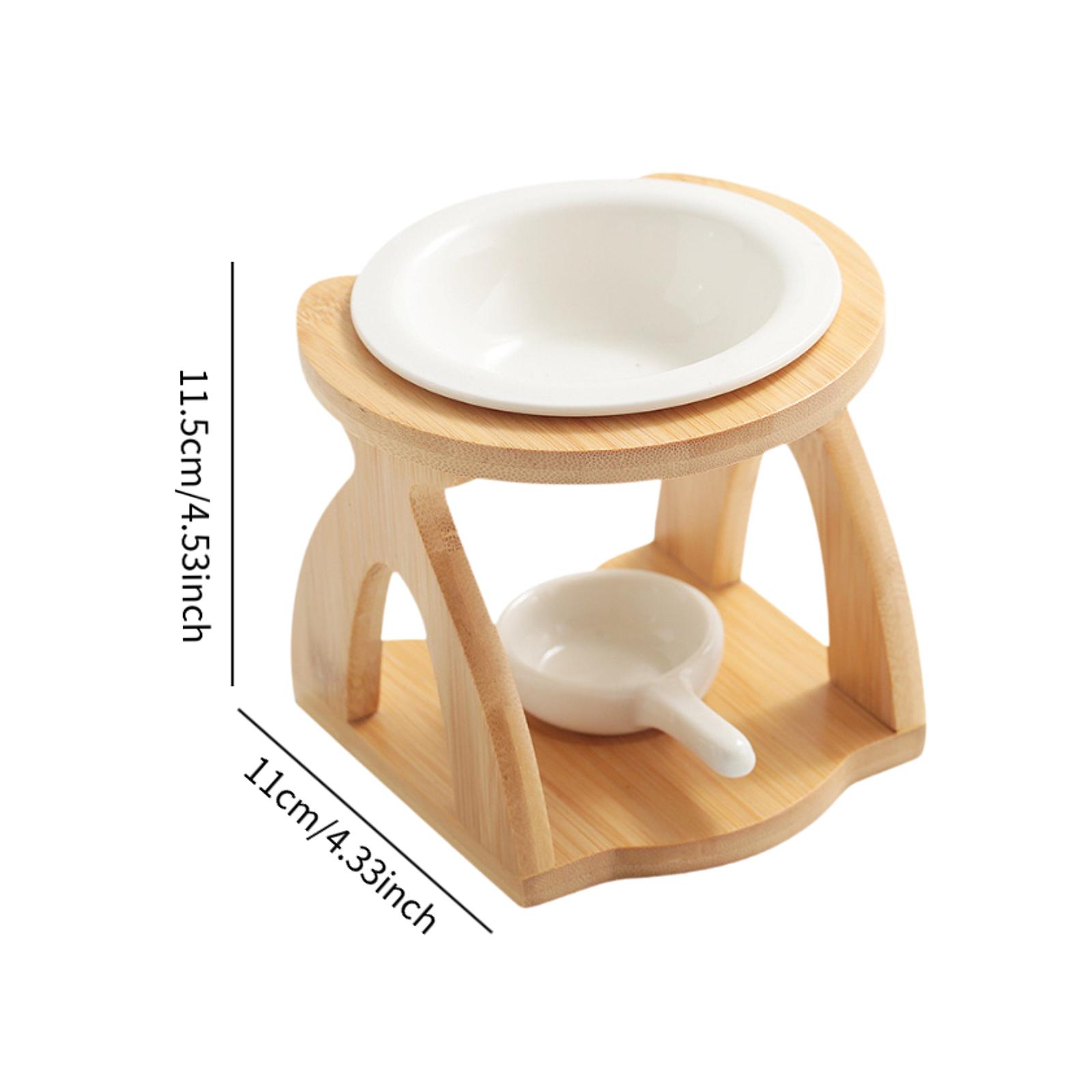 Keramische Kaarshouder Essentiële Olie Brander Diffuser Oven Warmer Theelichtje Kaars Houten Basis Lamp Porselein Woonkamer Decor