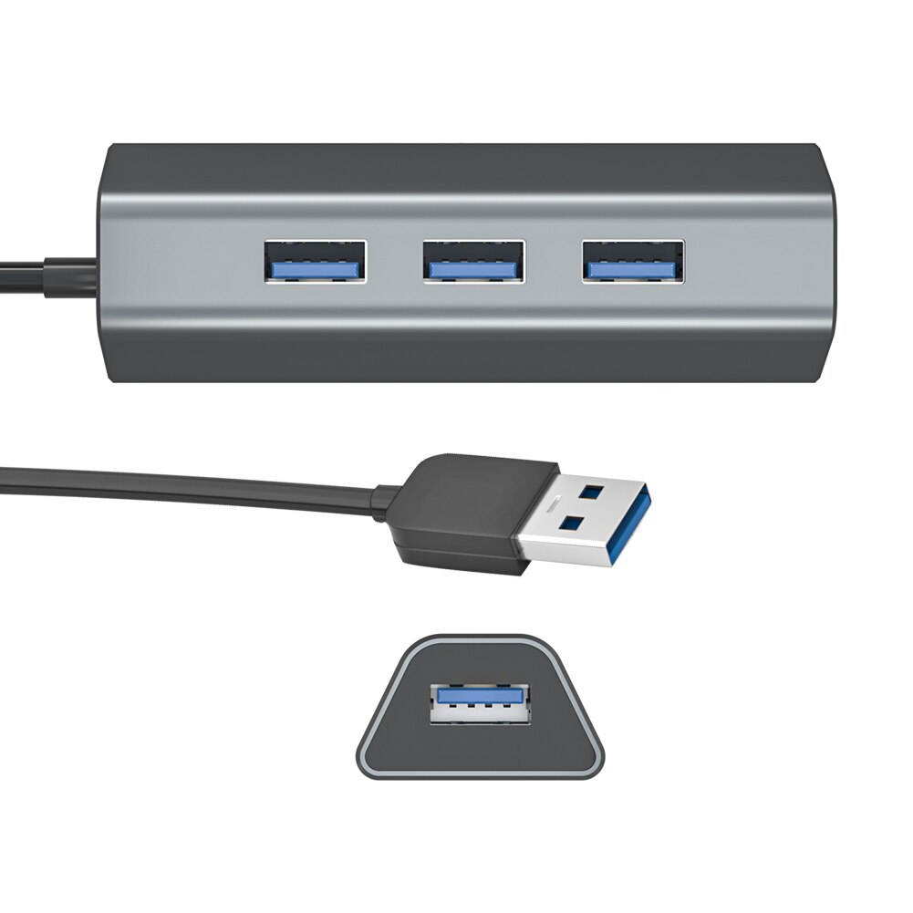 4 Port USB 3.0 Hub with Power Port for PC Printer Flash Drive Portable HDD SSD Notebook Smartphone Expansion Converter