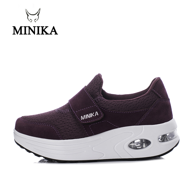 Comfortable Wedge Sneaker Slimming Toning Shoes Thick Bottom Increase Minika Women Fitness Shoes Travel Air Swing Shoes Walking