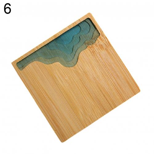 Round Cup Pad Epoxy Resin Transparent Bamboo Insulation Pad Landscape Pattern Coaster Tea Cup Holder Mat For Kitchen: 06