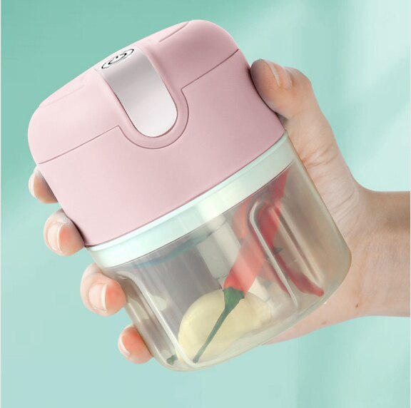 Knuser maser maskin hvitløk hakker usb kjøttkvern mini grønnsakshakker food prosessor blender kjøkkenverktøy kjøttkvern: Rosa