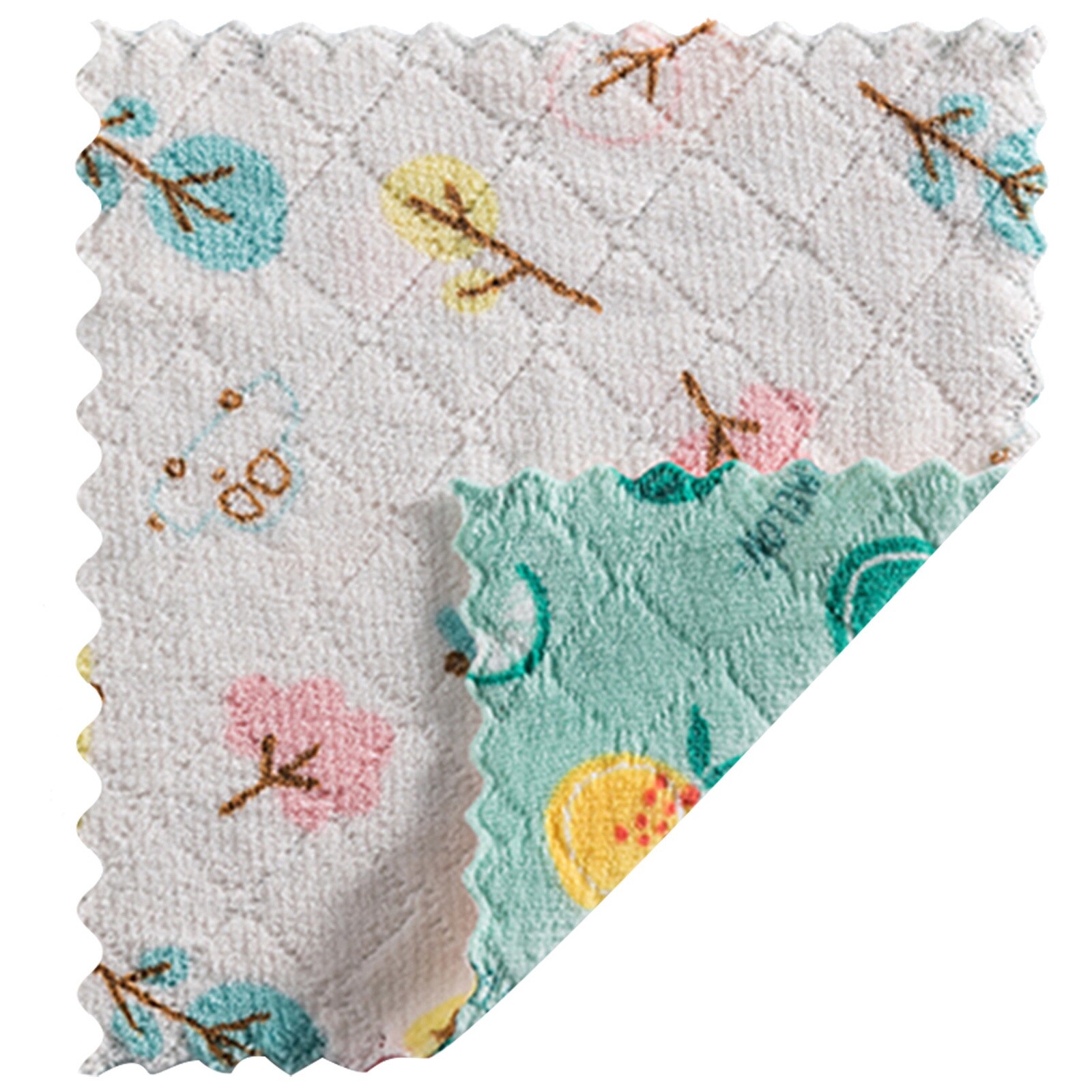 Chiffon de nettoyage multi-usages, chiffon imprimé Double face, dessin animé, serviette à vaisselle, molleton de corail, élimine les taches, outils de nettoyage de cuisine: G