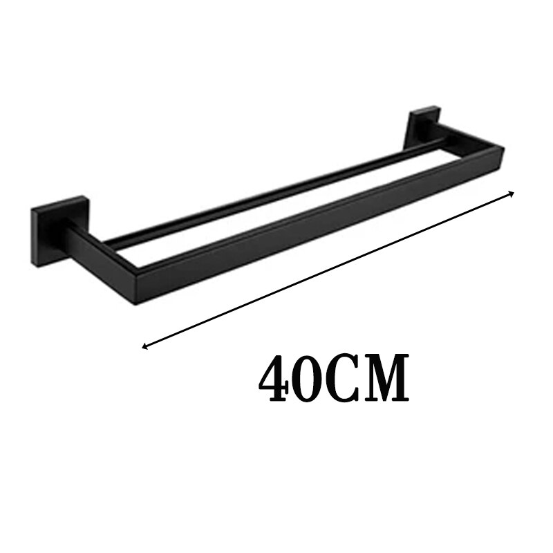 Black Bathroom Hardware WC Accessories Toilet Paper Holder Wall Hook Towel Bar Robe Hanger Rack Stainless Steel Organizer: Bathrobe rack 40