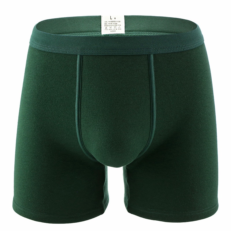 Men's Add Velvet Underwear Winter Thick Cotton Keep Warm Shorts Plus Long Legs Boxers Pants Boxershorts Men thermal Underpants: Green / 4XL