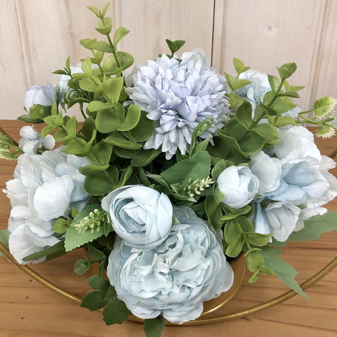 Cilected nordisch Künstliche Blume Hortensien Für Hochzeit Dekoration Schmiedeeisen Blume Rahmen Arrangieren Metall Band Kranz Dekor