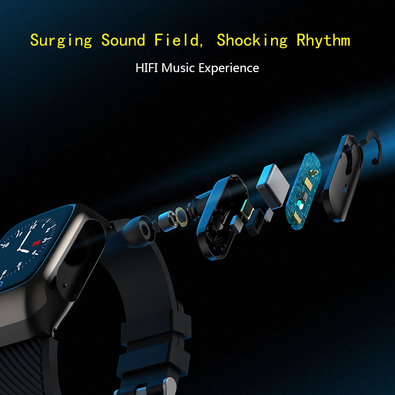 Bluetooth Headset 5.0 And Wristband 2 in 1 Watches Headset HIFI Stereo Sports Waterproof Wristband With Headset And Microphone