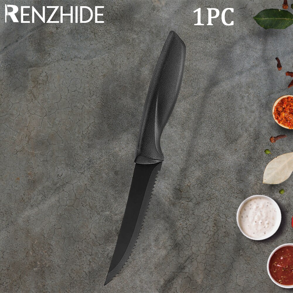 RZD cuchillo para carne de 4,5 pulgadas, juego de cubiertos de acero inoxidable para Chef, filo dentado, herramienta de vajilla para comida occidental: C 1PC