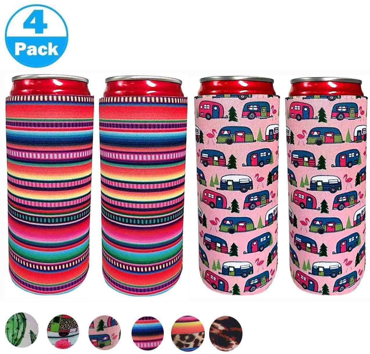 Neopreen Slanke Bier Kan Koeler Tall Stompe Houder Opvouwbare Stubby Houders Bier Koeler Tassen Past 12Oz Drinken &amp; Beer: 05SC 4pieces