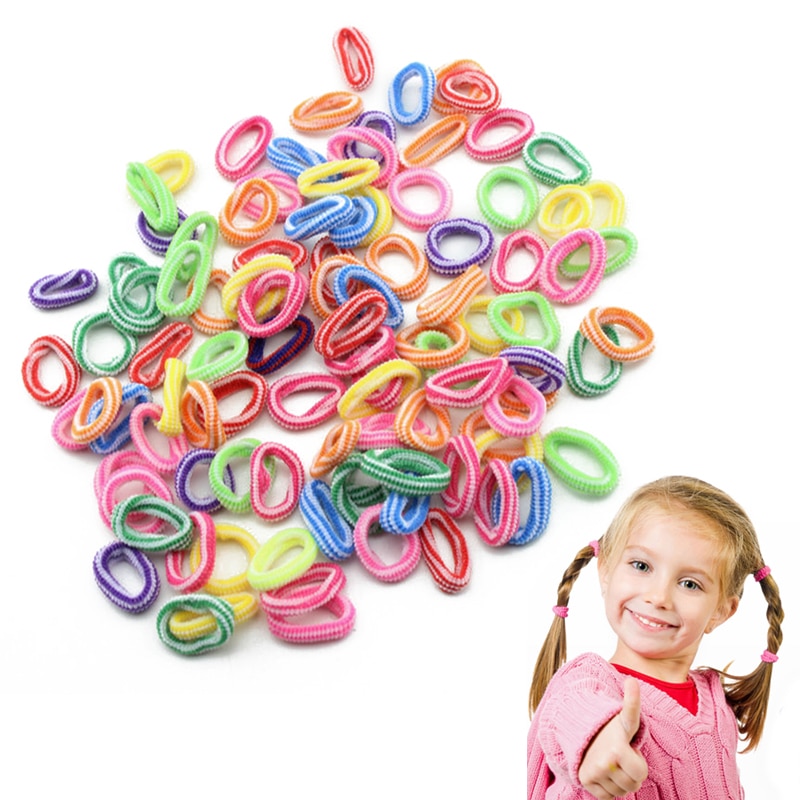 100Pcs/lot Baby Girls Elastic Hair Bands Colorful Rubber Band Children Ponytail Holder Baby Hair Accessories