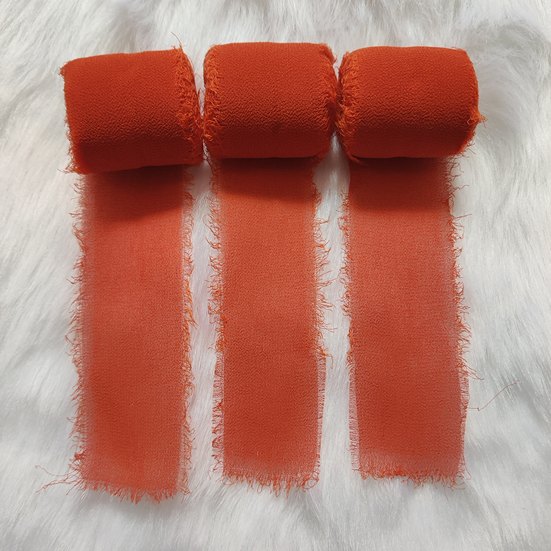 3 Rollen staubiges blaues Chiffonband, Hochzeitseinladungen, handgefertigtes Fransenband, DIY-Blumenstrauß-Schleifenband, Geburtstagsgeschenkverpackung: Zimt