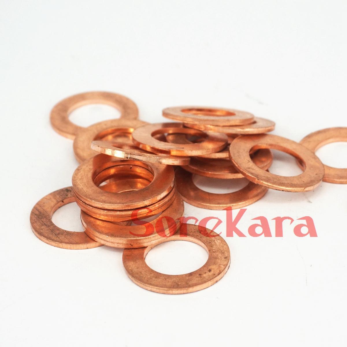  of 50- pack innerdiameter 8/10/12/13/14mm koppar platt packning tätningsring bricka distans för båt