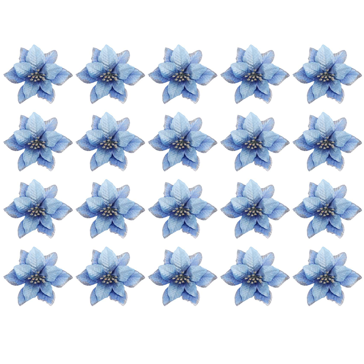 Juleglitter 20 stk juletrepynt kunstig bryllup juleblomster kranser bryllupspynt (blå)
