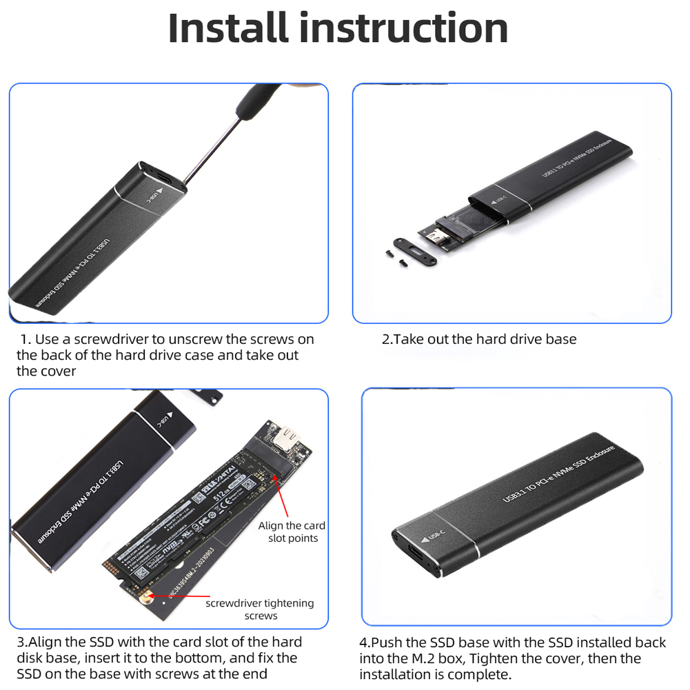 Boîtier M2 SSD USB3.1 M.2 SATA SSD, boîtier M.2 vers USB Type C 3.1, adaptateur SSD, boîtier de disque dur externe en métal solide pour téléphone portable