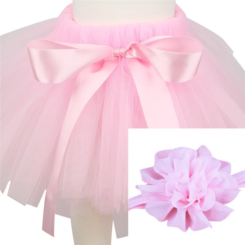 Baby Meisjes Tutu Rok Bloem Hoofdband 2 Stuks Set Pasgeboren Prinses Fotografie Props Zoete Leuke Tule Rok Accessoires Baby