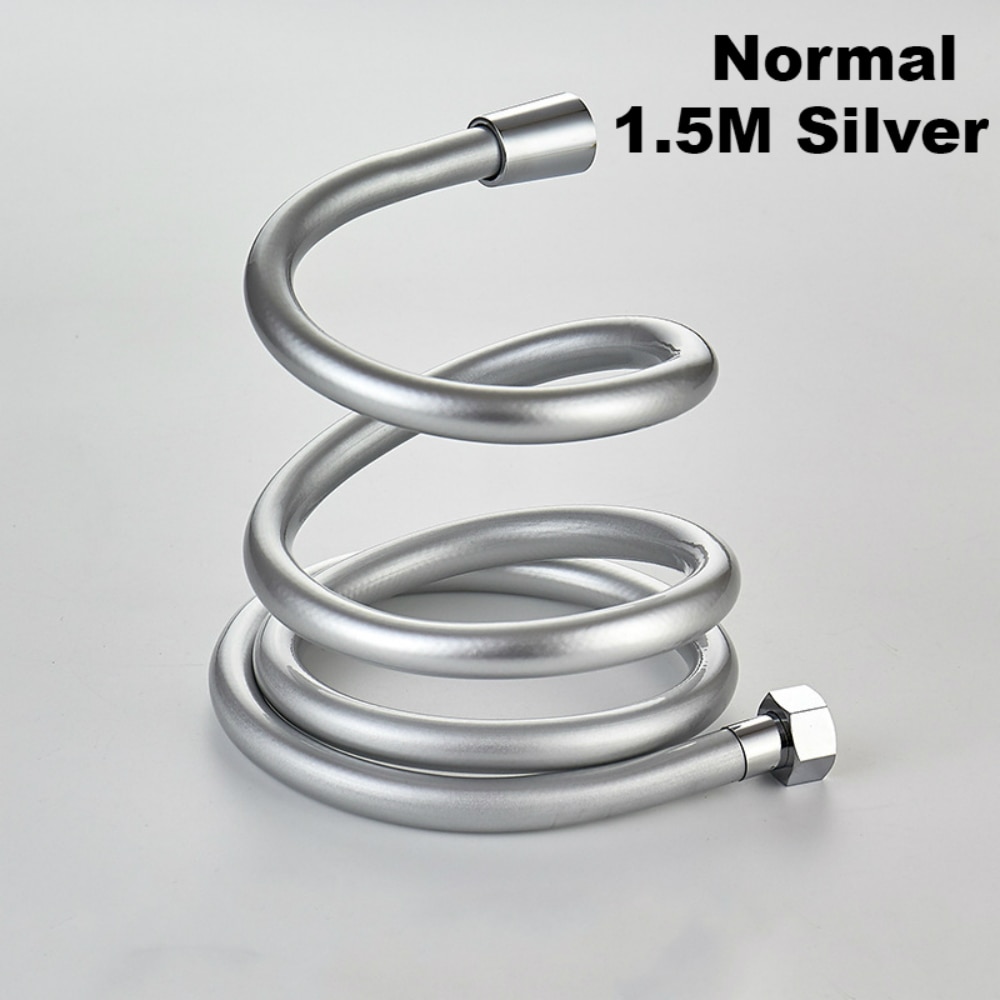 PVC High Pressure Silver PVC Smooth Shower Hose For Bath Handheld Shower Head Flexible Shower Hose: 1.5m