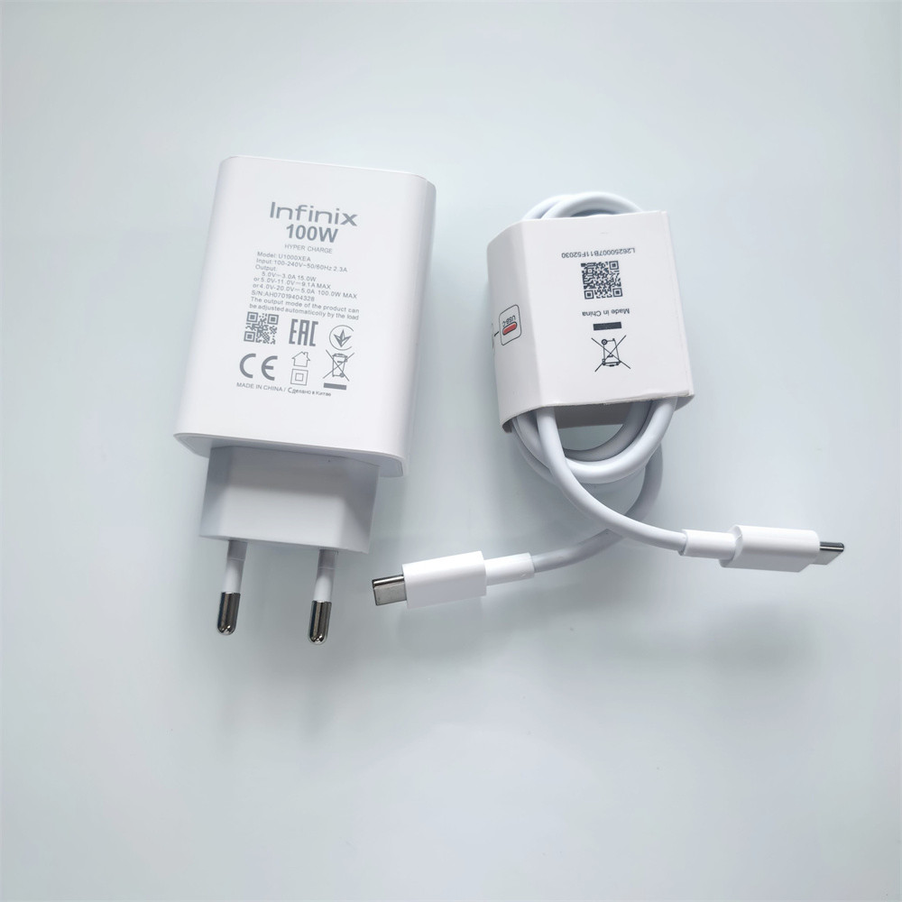 Infinix 100W EU Super Fast Charging Power Adapter 1M 6A PD Cable for Infinix Note 40 30 Zero 8 Ultra 30 X 12 40 30 Pro 30i: EU