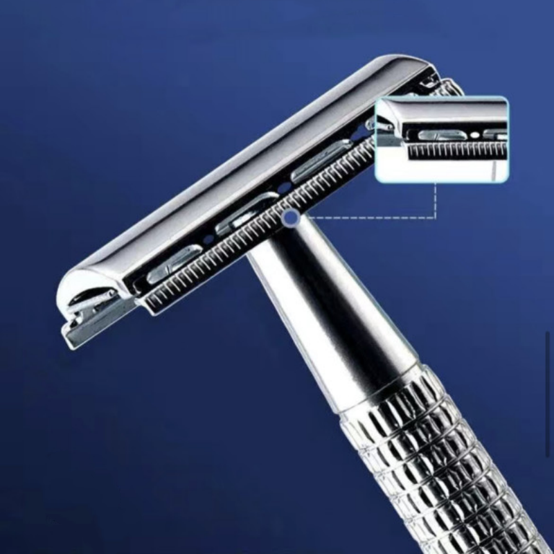Klassisk barberbladsholder til barbering af barberblade til mænd, barbermaskine, sikkerhed i rustfrit stål til mænd, barber lige barberblade